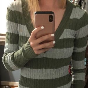American Eagle Gray/Green Knit Sweater